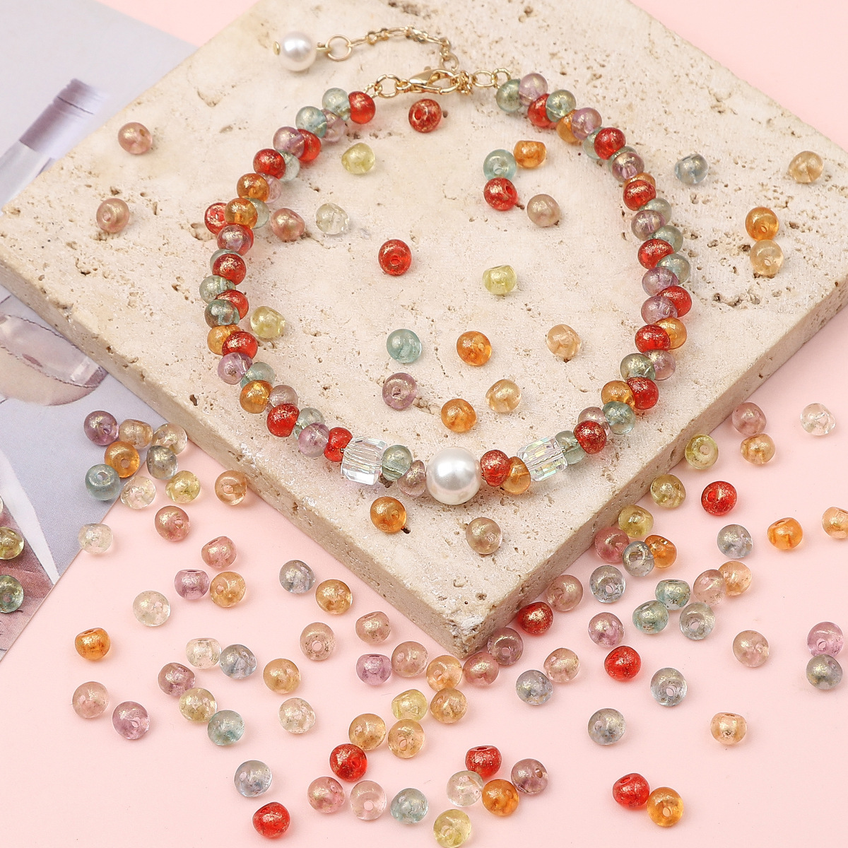Acrylic transparent beaded bracelet drop-shaped handmade