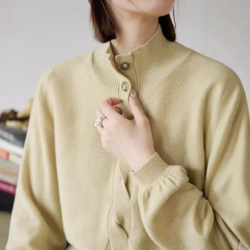 "Sketch" "Autumn Poetry" 100% Merino Wool Puff Sleeve Sweater Design Knit "Sketch" "Autumn Poetry" 100% Merino Wool Puff Sleeve Sweater Design Knit