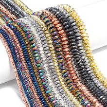 电镀黑胆石切面算盘珠手链项链散珠赤铁矿材料 diy饰品配件批发