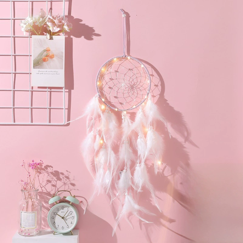 Сетчатая ловушка для снов индейская подвеска для спальни, оберег-феник Boho ветерок с опцией LED-лампы
