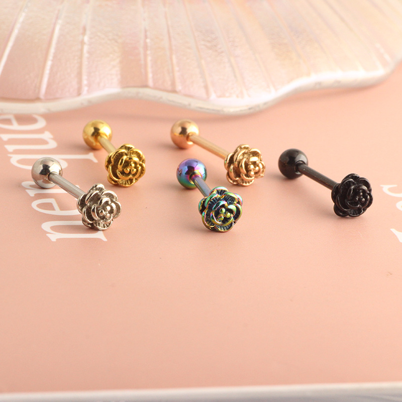 14G Stainless Steel Tongue Barbell External Thread, 3D Effect, 5 Colors, Body Piercing Jewelry detail image 10