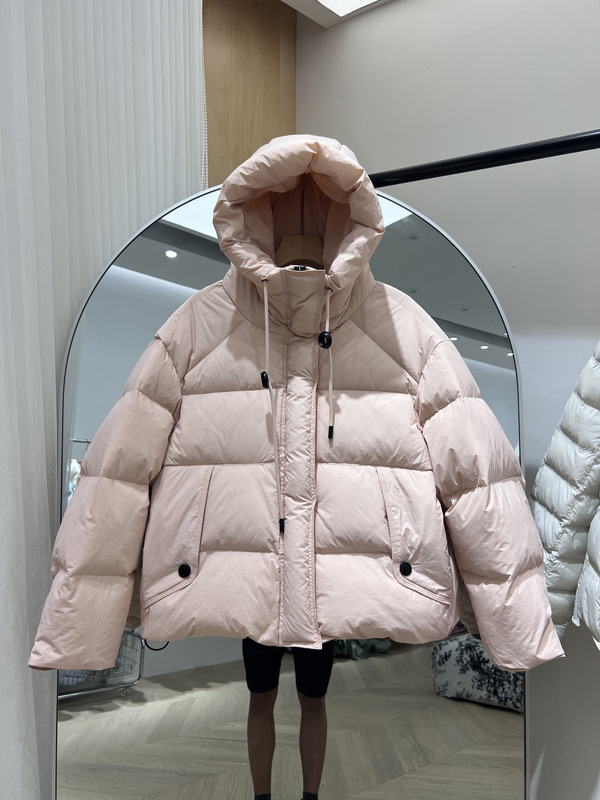 2025年新款韩版连帽抽绳羽绒服女短款时尚面包服白鸭绒外套潮|undefined