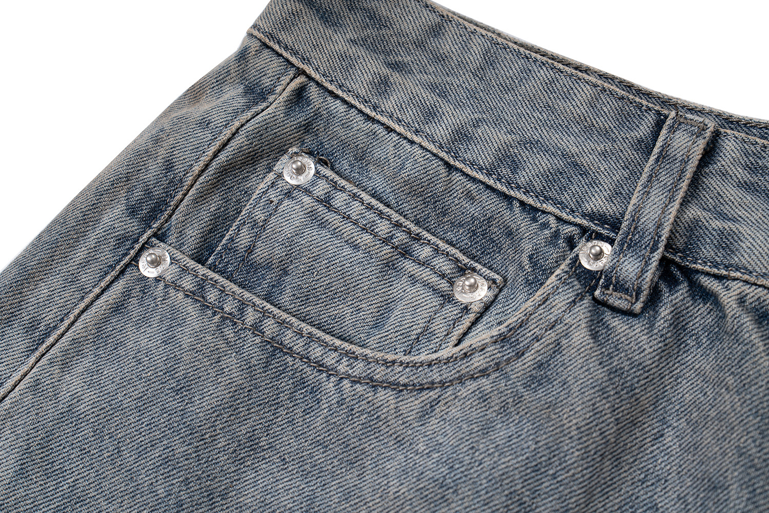 Herrenbekleidung High Street gewaschene blaue lockere Jeans mit weitem Bein gestapelt Jeans_voghion.com
