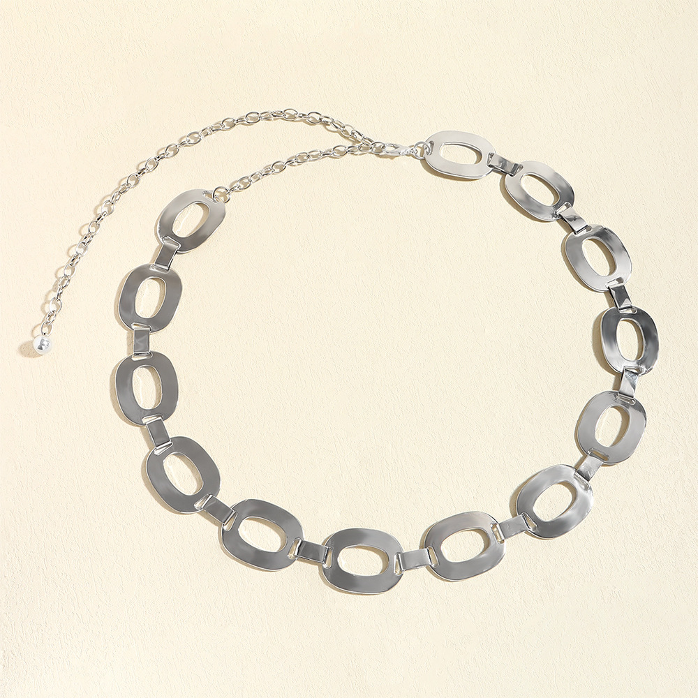 145g Weight Waist Chain Classification 1 Piece Quantity Holiday, Party, Street Occasion Metal Material Oval, Belt Pattern Women's Gender Streetwear Style Streetwear Oval Belt Metal Women's Chain Belts 9