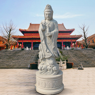 Stone Carving Dripping Water Guanyin Sculpture Temple Bodhisattva Guanyin Stone Carving Buddha Statue Factory Guanyin Statue Guanyin Buddha Statue White White Jade