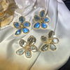 Crystal, fashionable earrings, European style, flowered, 2024 years, internet celebrity