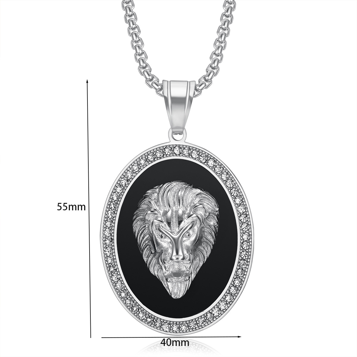 20g Weight Pendant, Chain Jewelry Making Type Hip-Hop Oval Lion Titanium Steel Plating Rhinestones 18K Gold Plated Men's