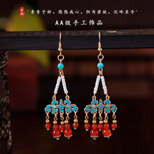 古装国风汉服配饰耳环明制烧蓝蝴蝶耳钩无耳洞耳夹唐宋朝旗袍百搭