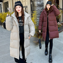 外贸2025新款羽绒棉衣女中长款连帽加厚时尚气质冬装保暖棉服外套