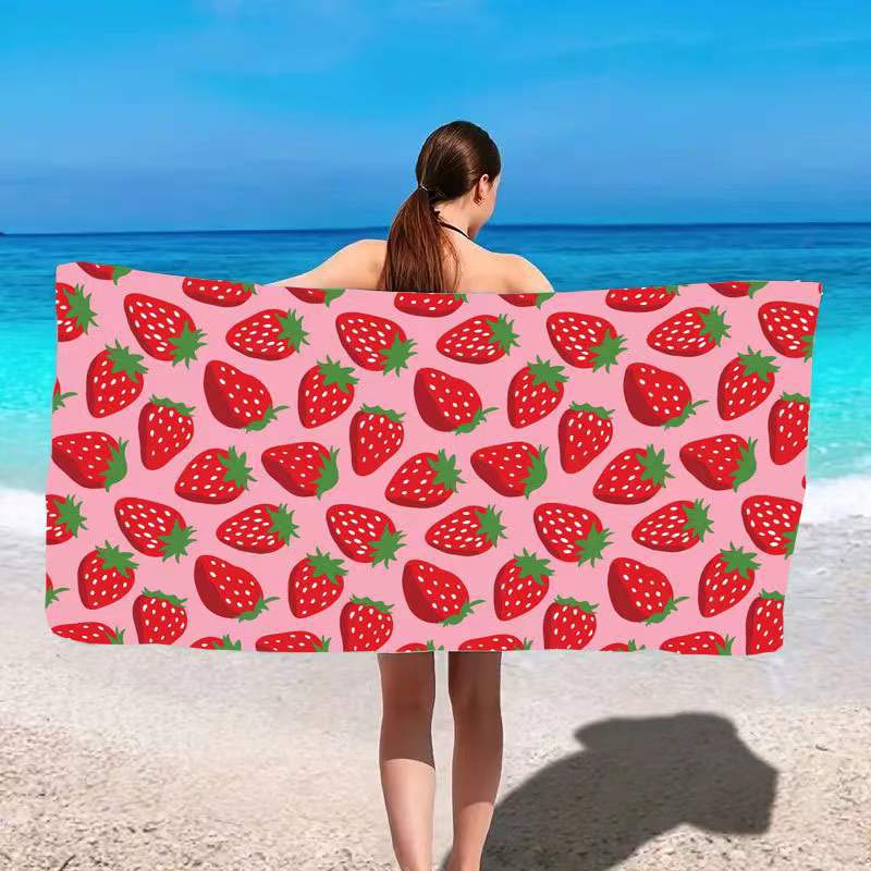 New Microfiber Beach Towel Bath Towel Quick Drying Absorbent Towel For Pool Beach Strawberry Printed Beach Towel