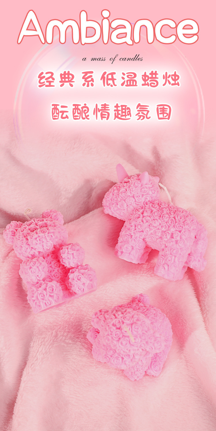 Rose Bear Low-Temperature Massage Candle in Soy Wax for Adult Couples — detail image 7