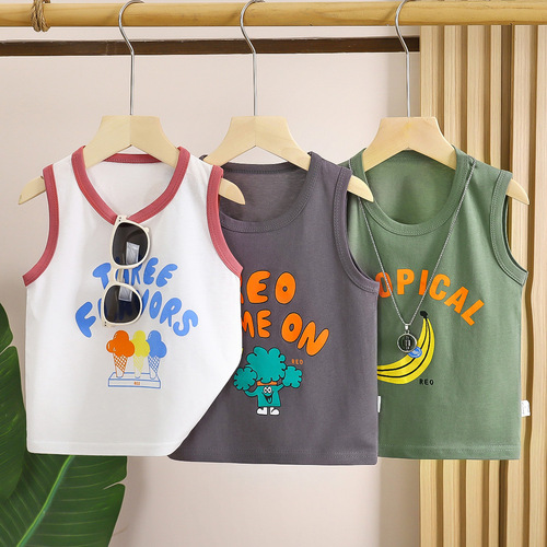 Boys 'cotton vest summer children's clothing children's children's sleeveless T-shirt thin boys' summer Western-style T-shirt