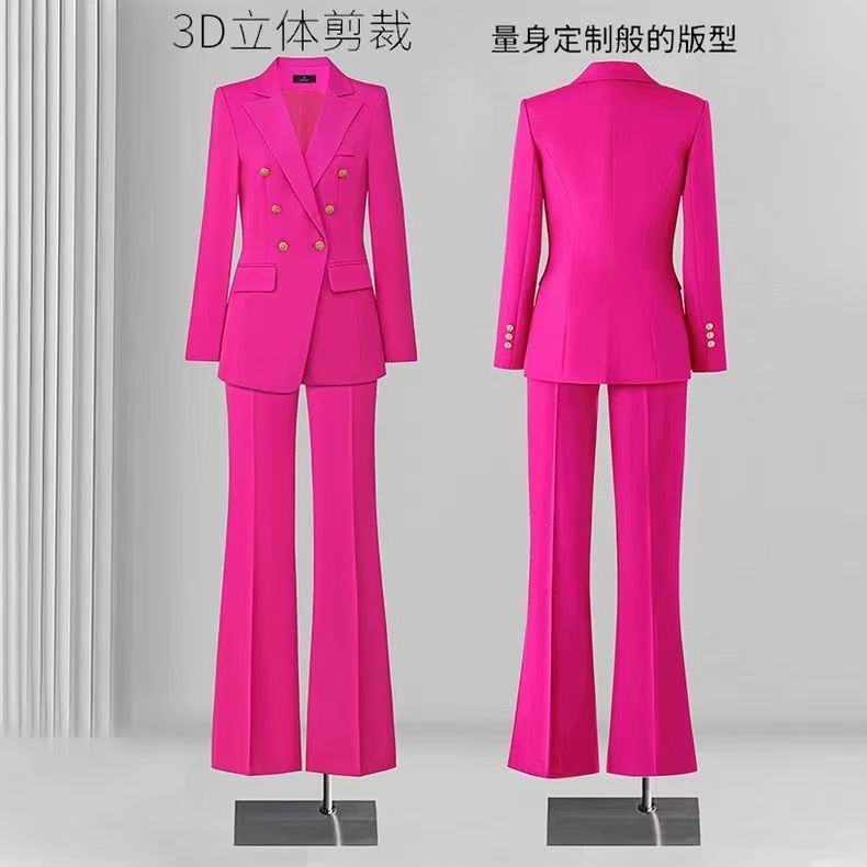 Cross-Border Supply Women's Formal Pants Suit Set Women's Blue Pink Yellow Business Workwear 2-Piece Suit Cross-Border Supply Women's Formal Pants Suit Set Women's Blue Pink Yellow Business Workwear 2-Piece Suit