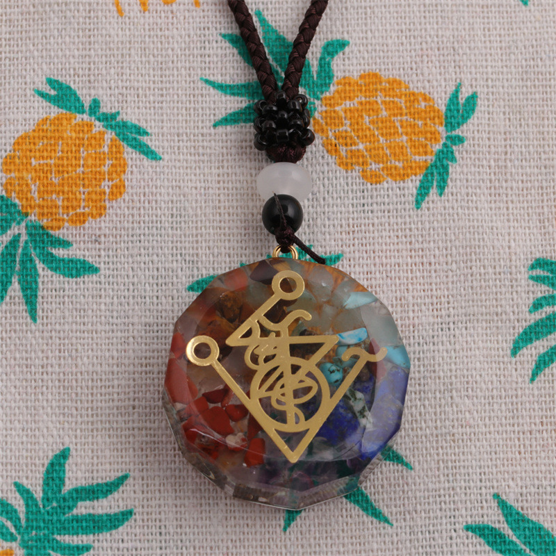 Seven Chakra Fashion Pendant Pendant Synthetic Semi-precious Stone Gravel Sweater Chain display picture 5