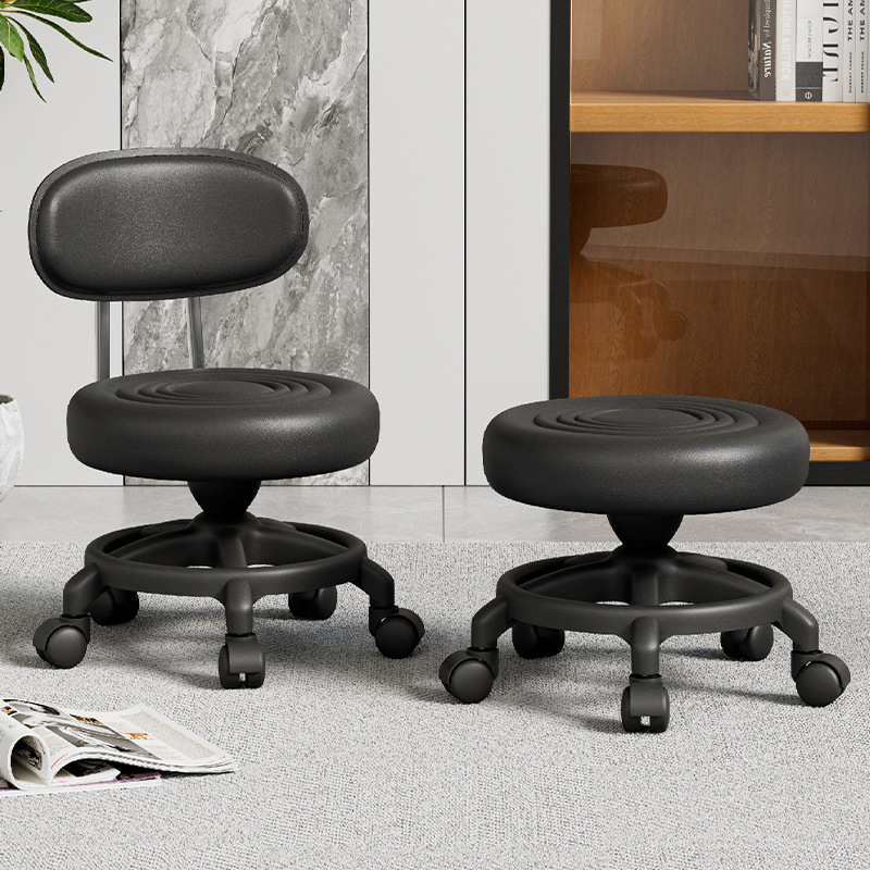 Taburete pequeño, taburete bajo para el hogar, rueda universal silenciosa, elevación y descenso de la silla de respaldo para niños, taburete de cambio de zapatos, taburete redondo pequeño