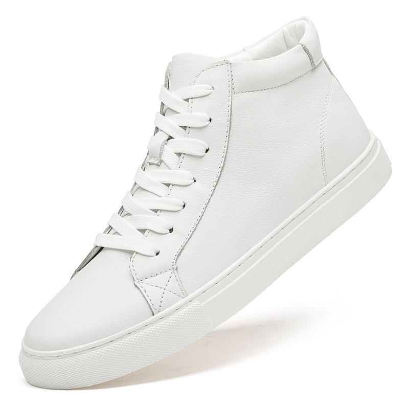 36-49 Large Size Cross-Border High-Top Shoes Soft Sole Soft Surface Men's Casual Fashion Versatile Genuine Leather Short Boots Plus Velvet Martin