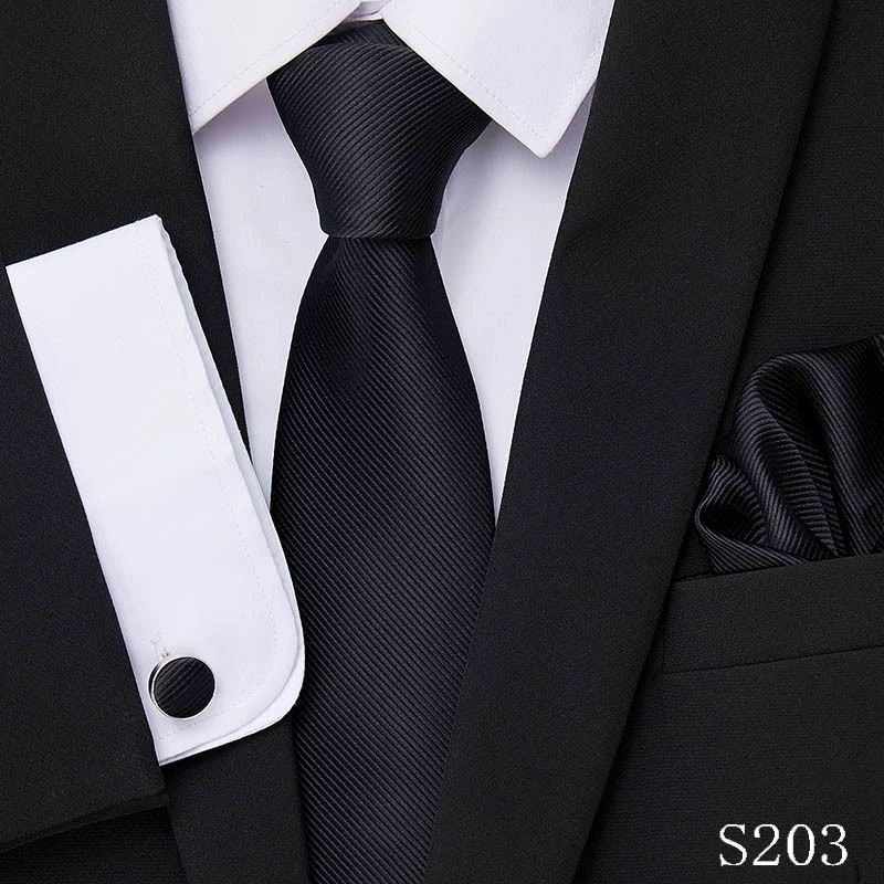 Ready stock solid color polka dot plaid tie wholesale solid color men's tie tie cufflinks pocket square set 8cm