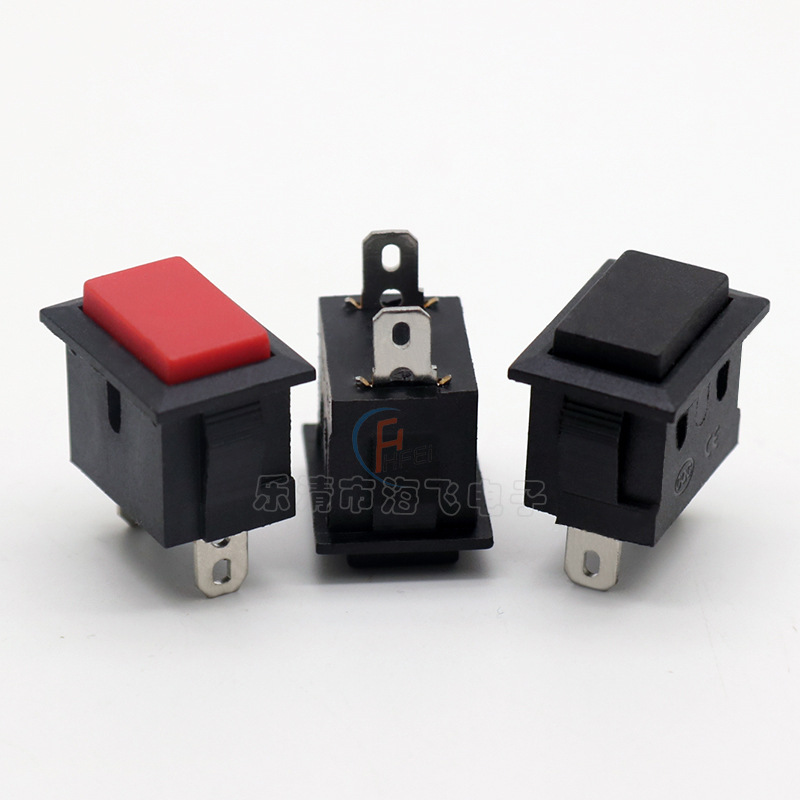 供应KCD1-102-2P复位黑色方形按键电源两脚红色按钮船型开关