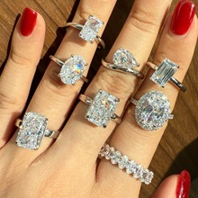���췢����̼��S925������ָŮ�ʯ��ָ����RING������Բ������