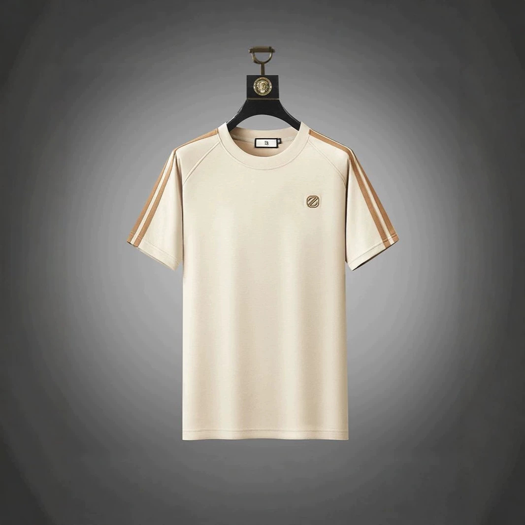 Lightweight Summer Men's 2-Piece Set Breathable Modal Cotton Short Sleeve T-Shirt & Straight Leg Pants With Minimalist Embroidery_viptrois.com