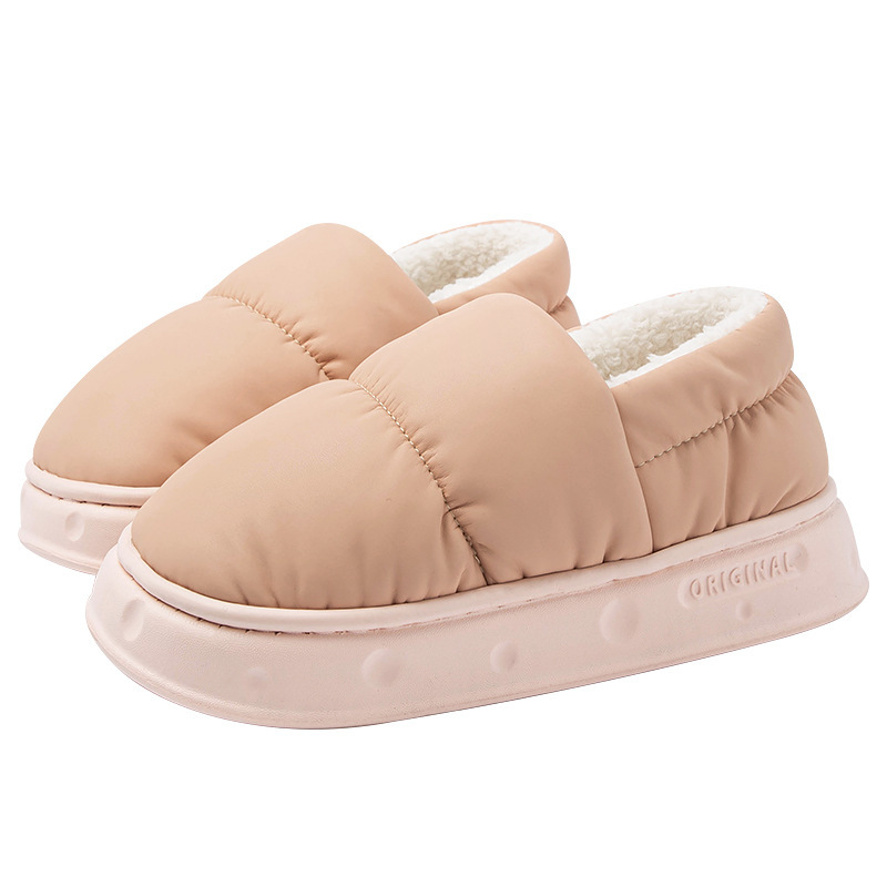 Latex zakhak katoenen pantoffels voor dames winter 2026 pluche warme waterdichte antislip dikke zool buitenste katoenen schoenen voor heren winter