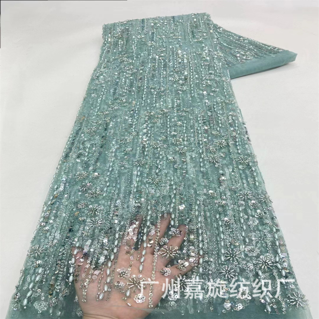 Nuevo arroz rayas cuentas tubo vestido de novia tela moda etapa desgaste vestido malla encaje JX4084