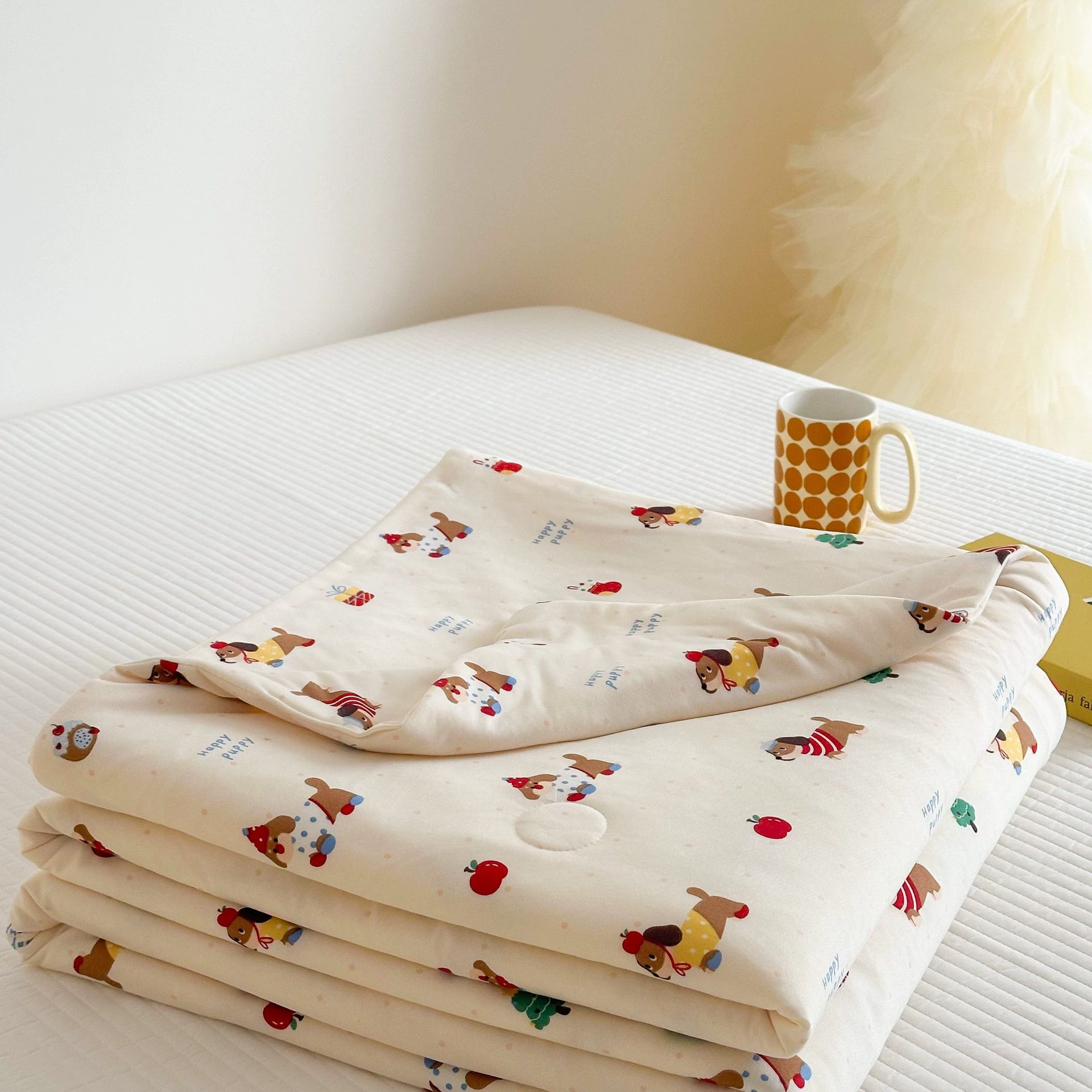 Детское летнее одеяло из хлопка с мультяшным рисунком, вязаное, для младенцев, для студенческого общежития, из соевого волокна, для кондиционера