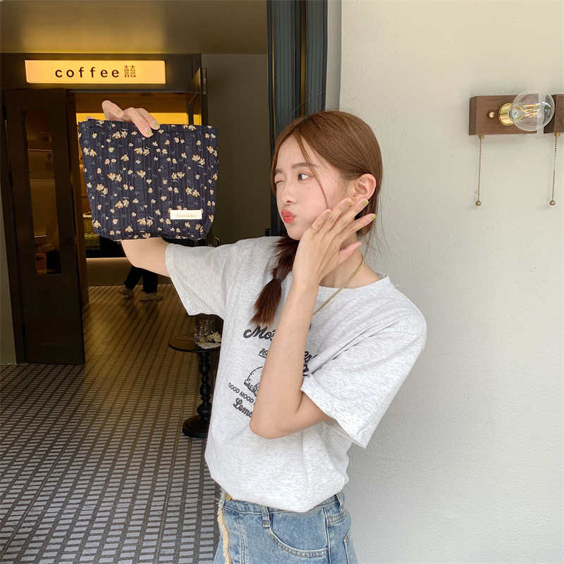 36251 Vintage floral canvas cosmetic bag, large-capacity handbag, women's single-shoulder crossbody bag, tote bag, underarm bag undefined