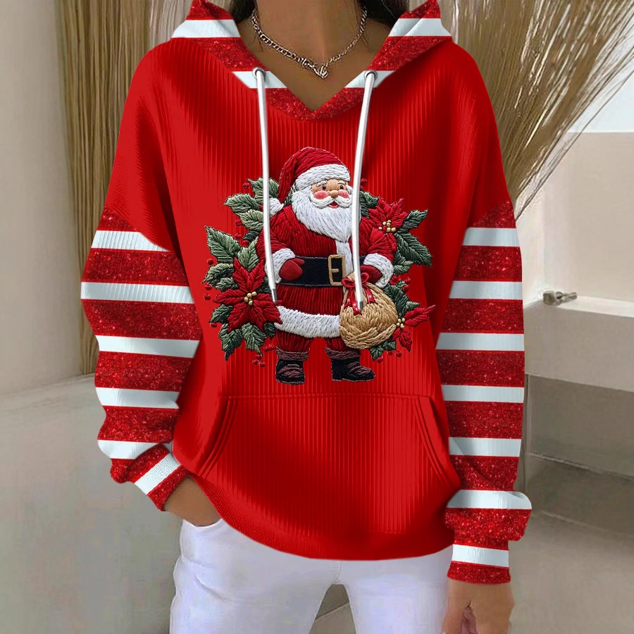 25年新款亚马逊欧美跨境创意圣诞元素印花图案连帽卫衣外贸男女装