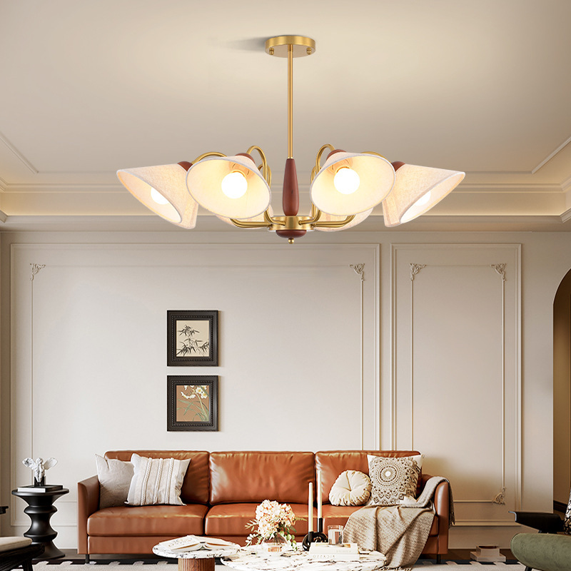 Nuevo estilo retro de nuez de estilo americano de nuez de estilo retro 2025 lámpara de viento antigua del dormitorio, candelabro medieval, sala de estar de alta sensación