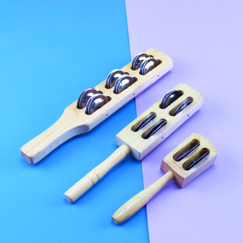 Kindergarten early education music teaching aids Orff percussion toy Orff wooden 2 bells 4 bells 6 bells plate cymbals