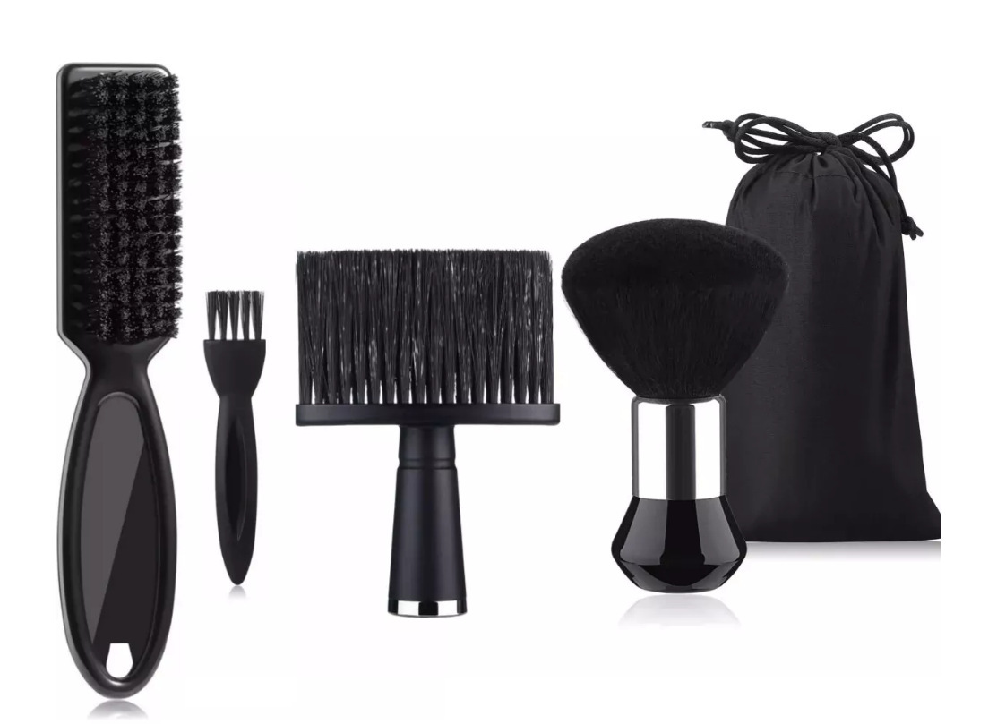 브라이트 블랙 + 브러시 + 레트로 오일 헤드 브러시 + 면도기 청소 브러시 ​​+ 더스트백