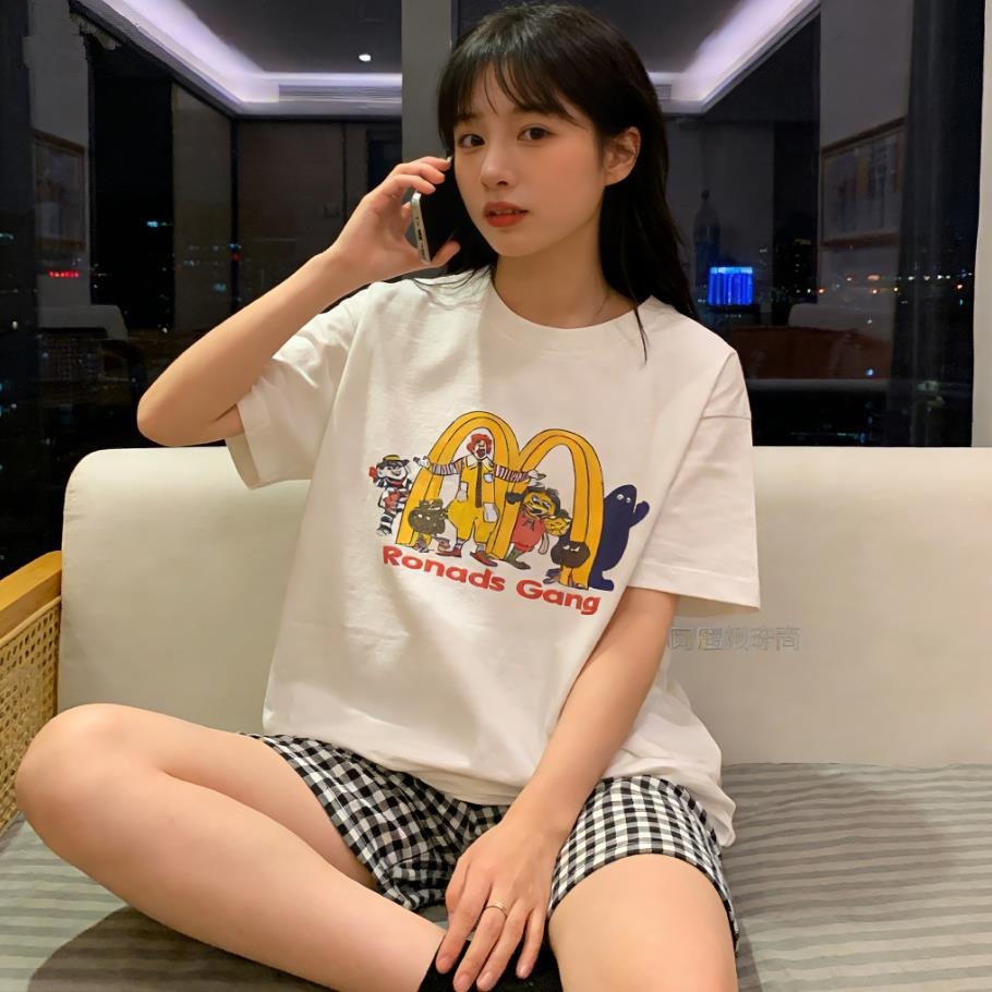 跨境外贸批发甜美短袖夏季睡衣女家居服卡通少女学生可外穿套装