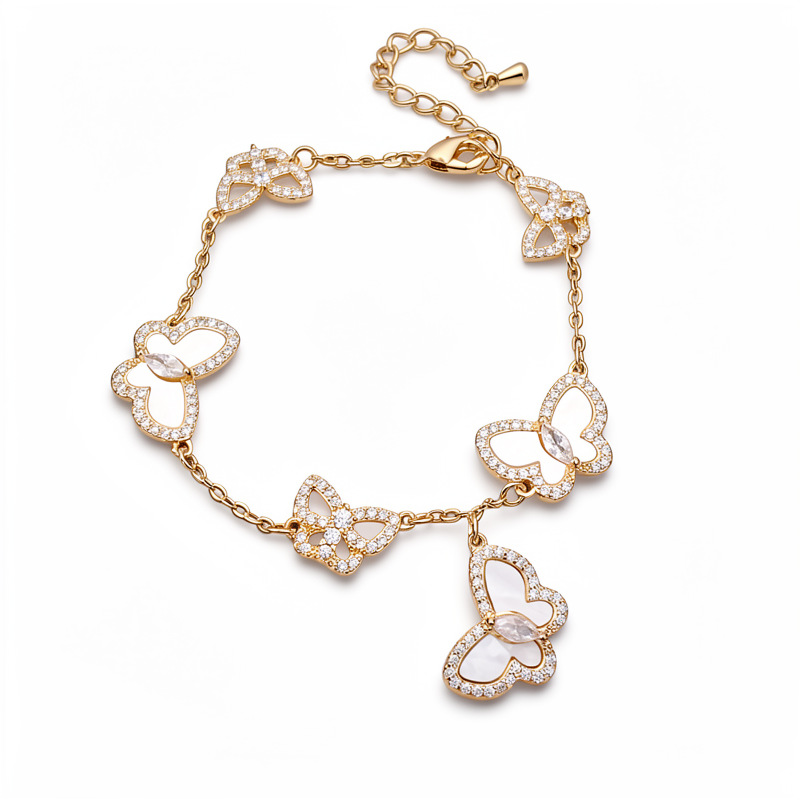 Placa de zircón colgante de mariposa pulsera nicho de diseño pulsera fresca dulce y fresco viento ligero lujo alta sensación joyería al por mayor