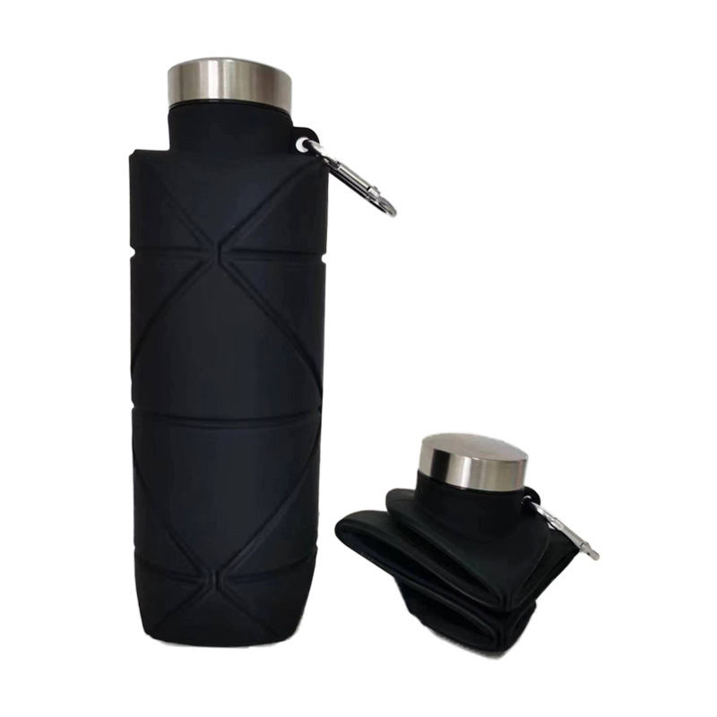 Silicona plegable Copa retráctil Copa compresión deportes viaje portátil botella de agua con mango taza de agua al aire libre Nuevo