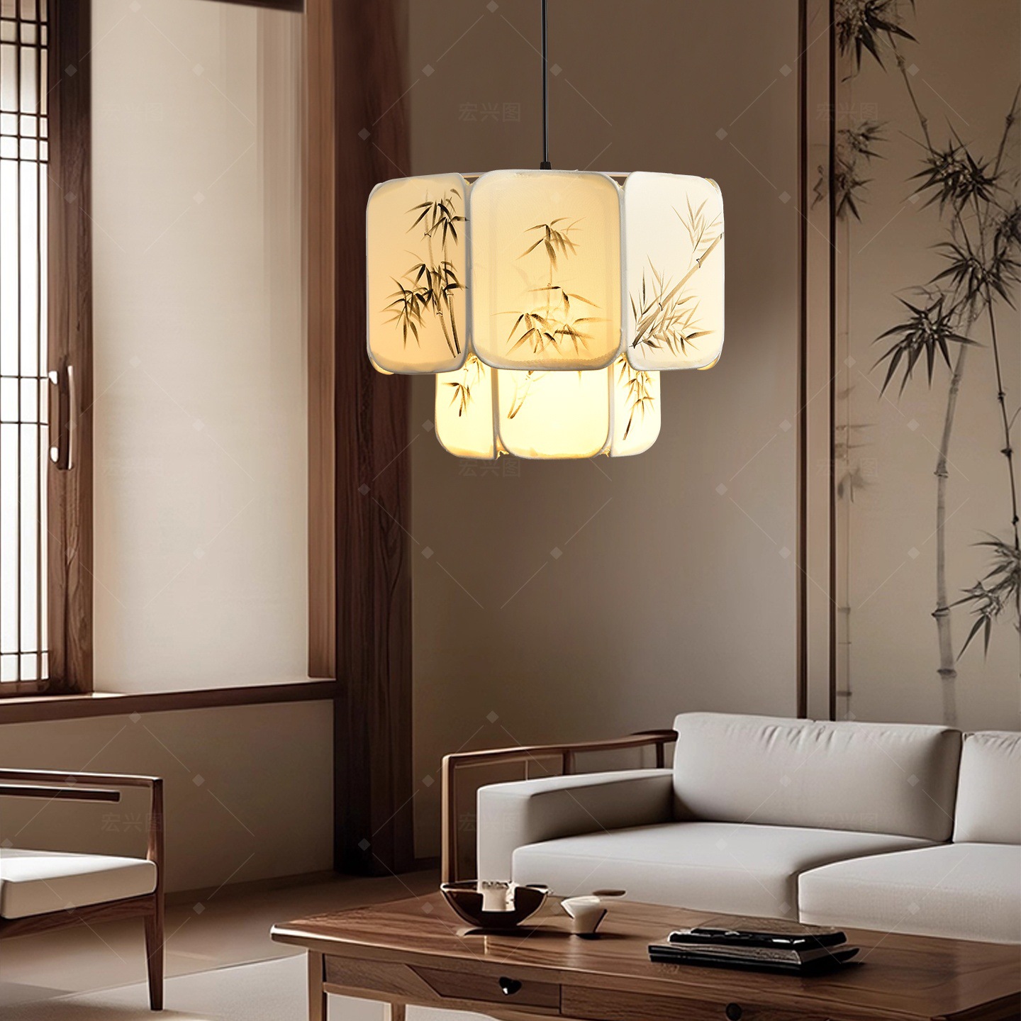 Nuevo estilo chino dormitorio sala de estar lámpara Zen tela sala retro estudio armario sala de té comedor decoración lámparas