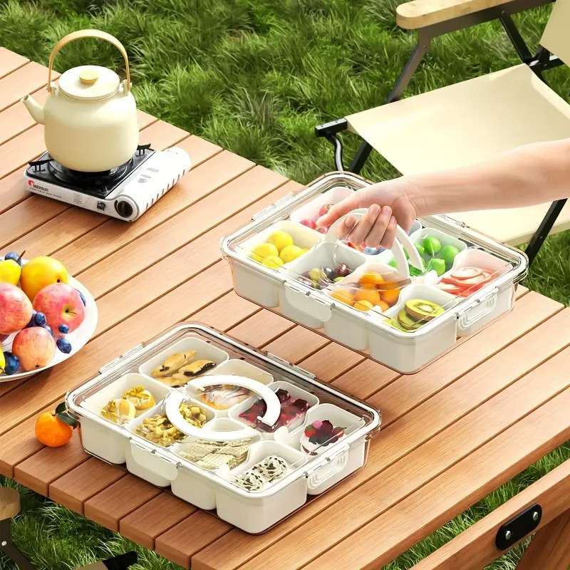 八分格密封箱クロスボーダー食品級手提げ蓋付き果物サラダ箱冷蔵庫収納箱氷粉原料箱|undefined