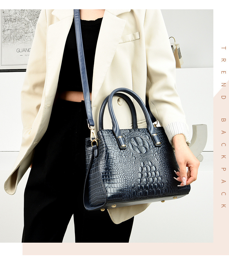 Elegant Crocodile Pattern Leather Handle Bag For Women_voghion.com