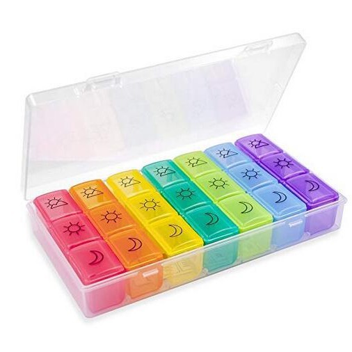 Colorido 21 rejilla Arco Iris medicina caja desmontable portátil tableta creativa caja de almacenamiento al por mayor ventas directas de la fábrica