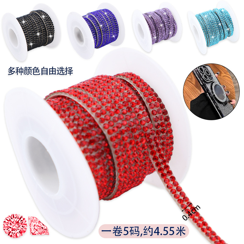 Tiras de diamantes de imitación de doble fila al por mayor con adhesivo, pegatinas de diamantes autoadhesivas, accesorios de ropa DIY, tiras de diamantes de imitación, accesorios de cristal, pegatinas de diamantes