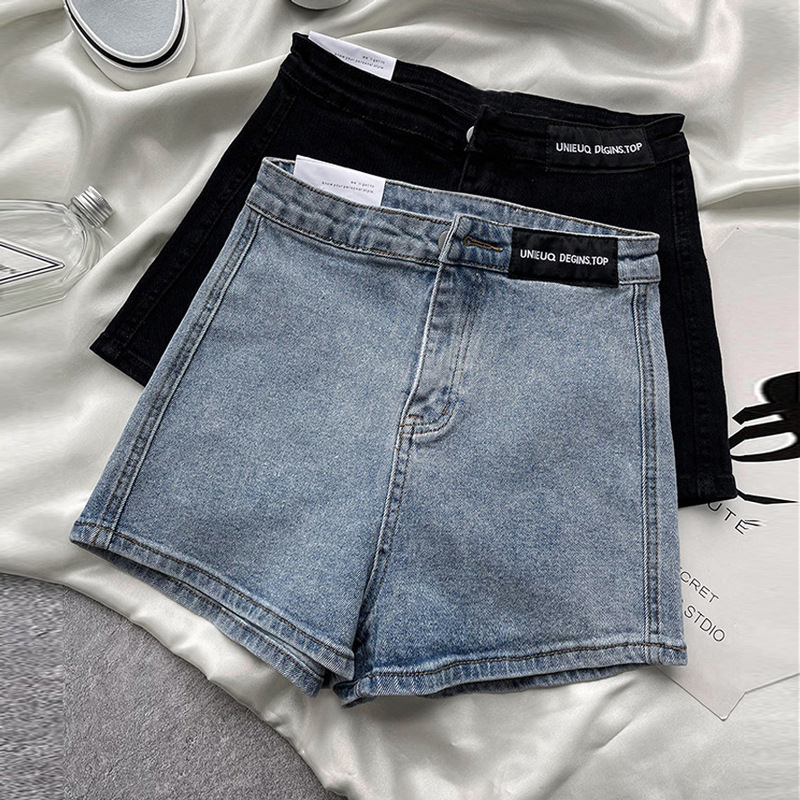 Denim Shorts Women's Summer High Waist 2022 Thin Ins Cyber Celebrity Label Stretch Slim-fit Spice Girl A- shaped Straight Hot Pants Denim Shorts Women's Summer High Waist 2022 Thin Ins Cyber Celebrity Label Stretch Slim-fit Spice Girl A- shaped Straight Hot Pants