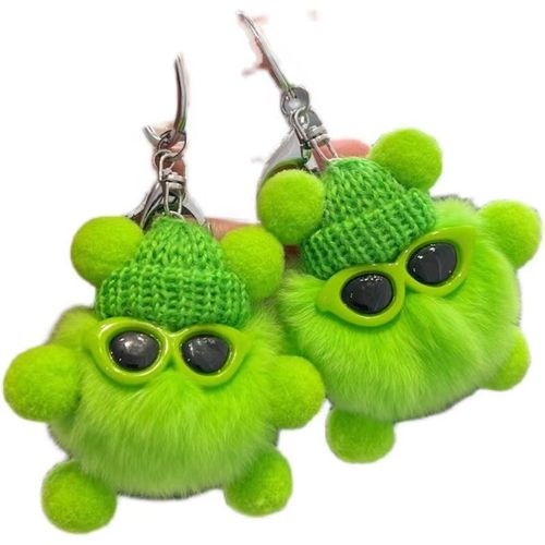Real rex rabbit fur little briquette elf car keychain pendant ins internet celebrity cute plush doll bag pendant