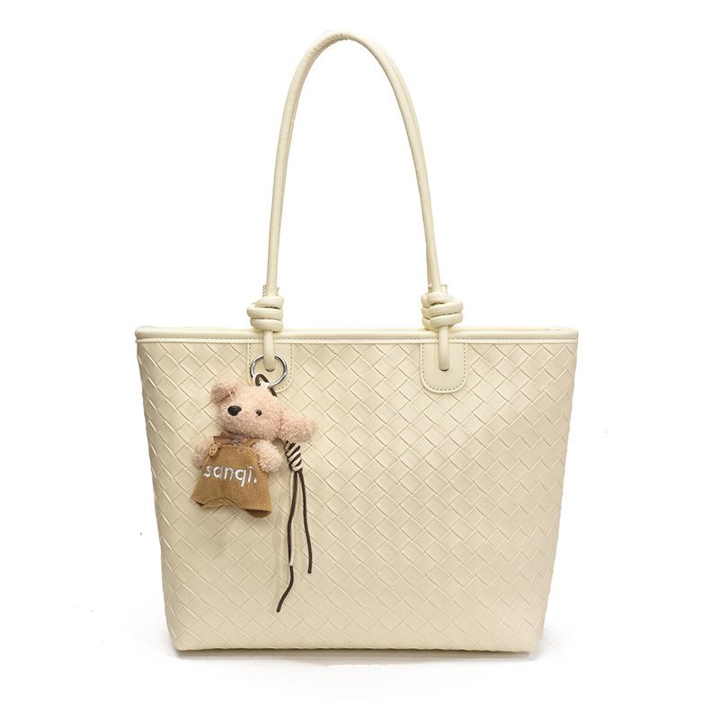 Bolso de patrón tejido de gran capacidad Bolso de hombro de cercanías de moda transfronteriza para mujer Bolso de tote de todo fósforo casual de alta gama