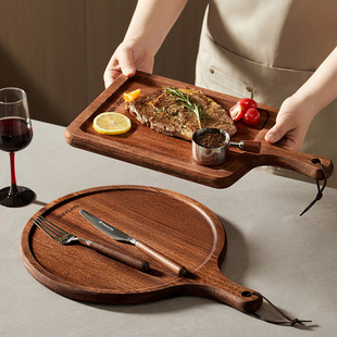 [Higou C] Ebony Chopping Board Tray Dinner Plate Bread Pizza Steak Wooden Steak Plate Home Cutting Board