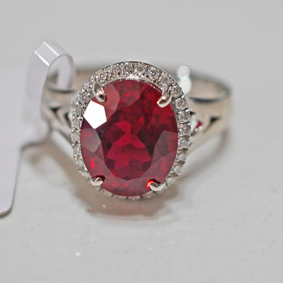 PT950铂金培育钻石戒指女士红宝石婚求婚星耀围镶|ru