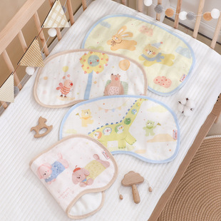 12 Layer Gauze Cloud Pillow Newborn Baby Low Pillow Flat Pillow Cartoon Printed Baby Children's Pillow Towel Anti-Spitting Milk Burp