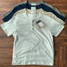 外mao亨利衫美式棉麻短袖男欧美硬汉风大宽松透气弹力短袖T桖夏薄