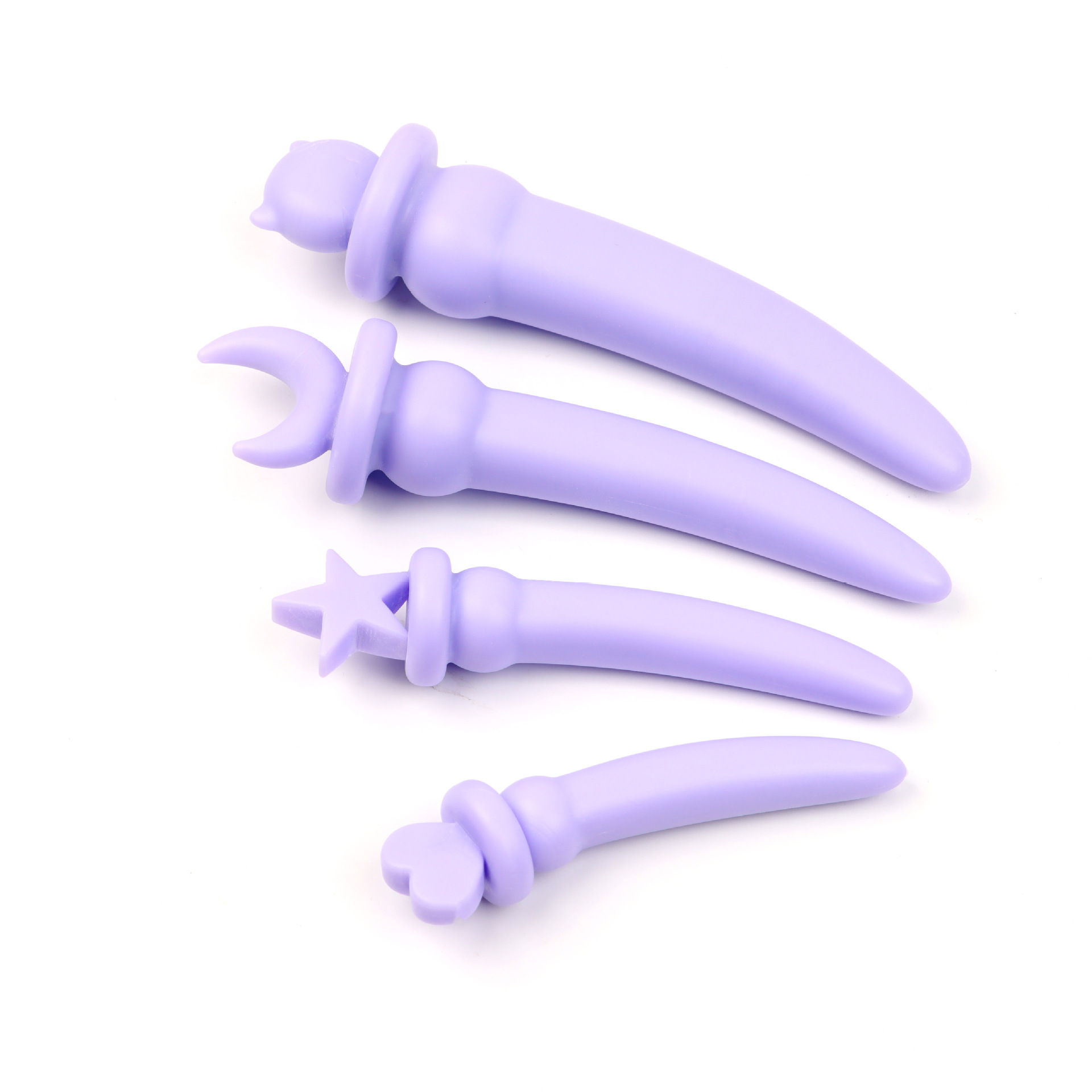 Cartoon Crescent Anal Plug, Purple Bear TPE Design, Smooth Non-Vibrating Insert — detail image 4