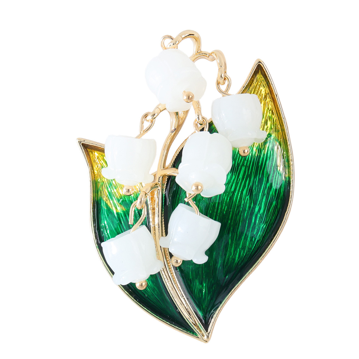 New Fashionable Enamel Lily of the Valley Brooch with Unique Design, Alloy Oil-Drip Flower Brooch, High-End Clothing Accessory Pin
