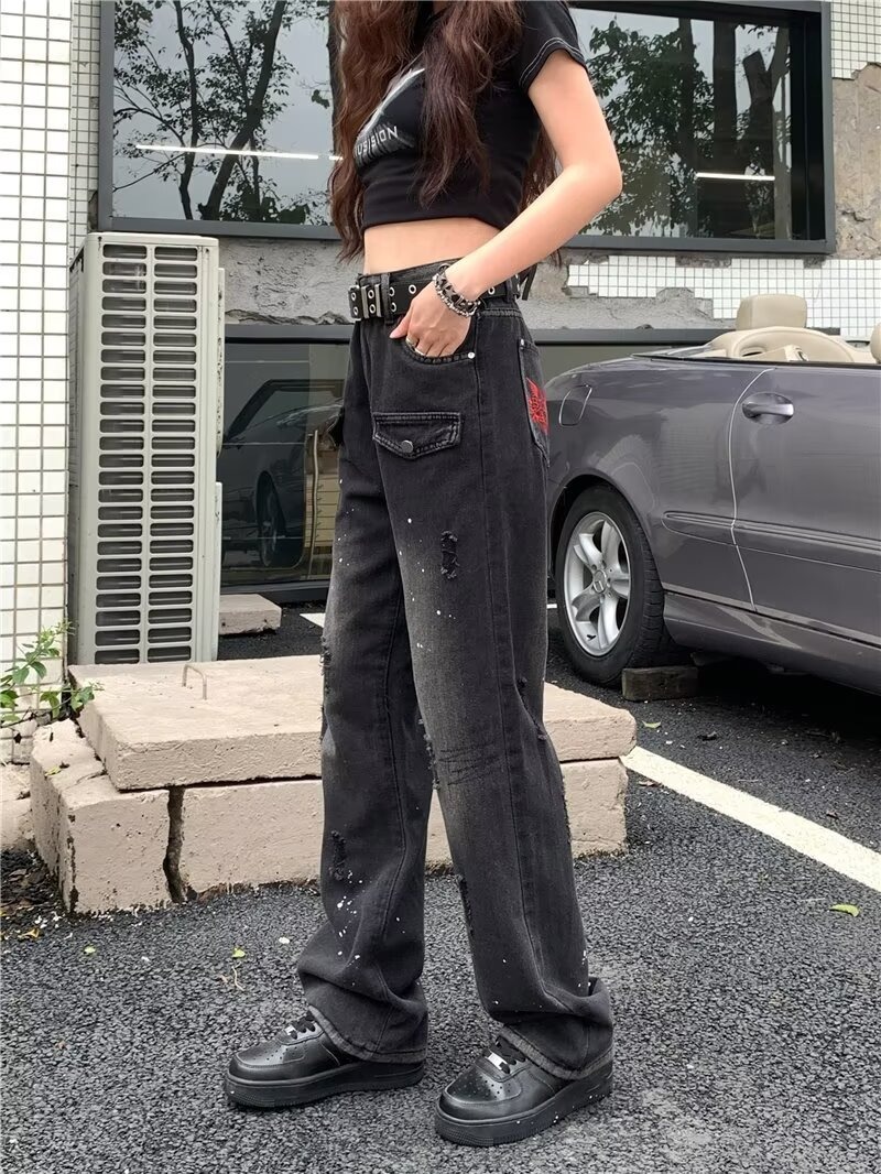 "Women's Denim Overalls - Classic Black Lumberjack Style, Relaxed Fit, Straight Leg, Comfortable & Stylish For Spring And Autumn_mkmklike.com
